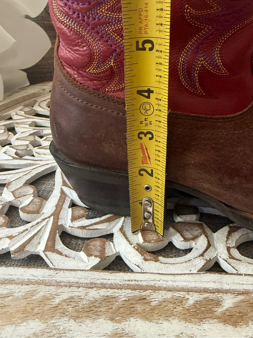 Ariat Brown & Red Leather Cowboy Boots Women’s 7 - Picture 7 of 8